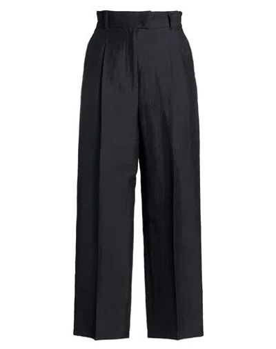Max Mara Woman Pants Charcoal Size 4 Linen, Silk, Polyamide In Black