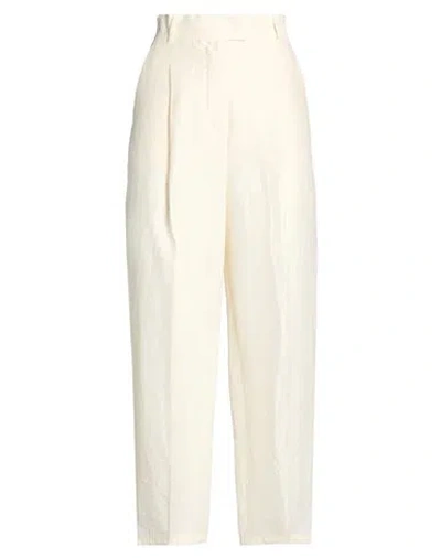 Max Mara Woman Pants Cream Size 6 Linen, Silk, Polyamide In White