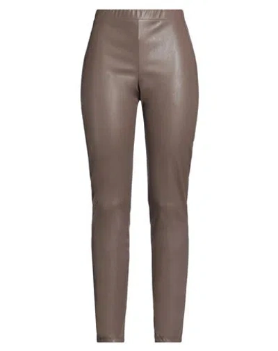Max Mara Woman Pants Dove Grey Size Xl Polyester, Polyurethane Resin In Brown