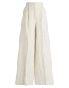 Max Mara Linen Blend Pinstripe Wide Pants In White