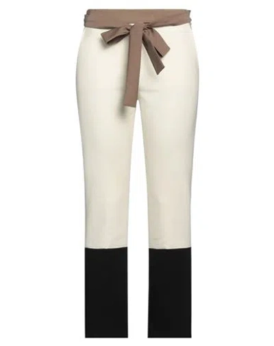 MAX MARA MAX MARA WOMAN PANTS IVORY SIZE 10 VIRGIN WOOL, ELASTANE