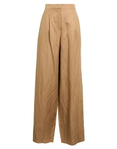 Max Mara Woman Pants Light Brown Size 4 Linen, Silk In Beige