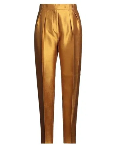 Max Mara Woman Pants Marigold Size 10 Silk, Cotton In Yellow