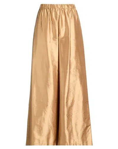Max Mara Woman Pants Sand Size 8 Silk In Gold