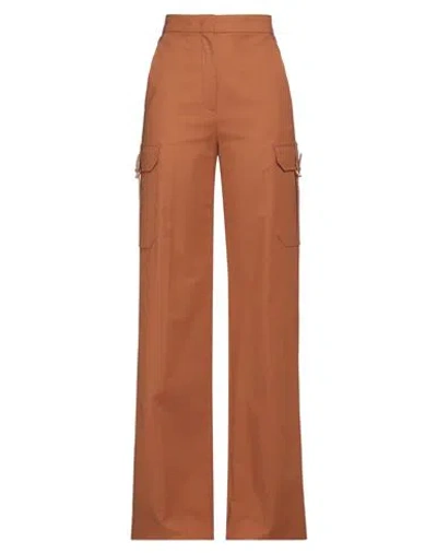 MAX MARA MAX MARA WOMAN PANTS TAN SIZE 8 COTTON, ELASTANE, COW LEATHER
