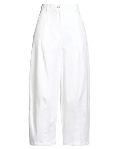 Max Mara Woman Pants White Size 10 Cotton, Elastane