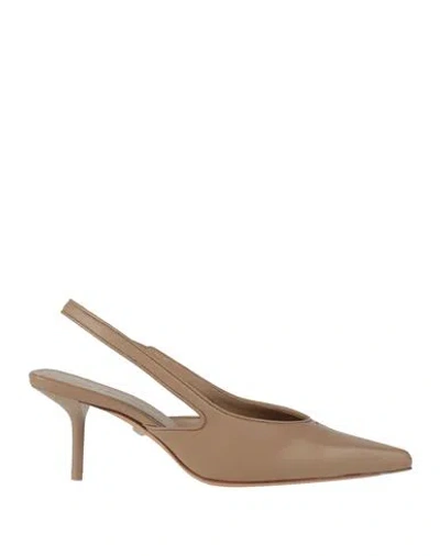 Max Mara Woman Pumps Beige Size 8 Leather In Nude