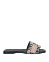 Max Mara Logo Jacquard Raffia-effect Slides In Beige