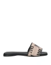 Max Mara Logoslide Flat Sandals In Beige