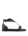Max Mara Flat Open Square Toe Sandals For Women In Black