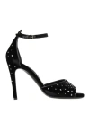 Max Mara Woman Sandals Black Size 8 Textile Fibers In Black