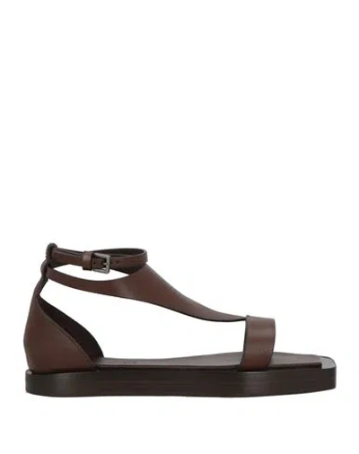 Max Mara Woman Sandals Chocolate Brown Size 6 Leather