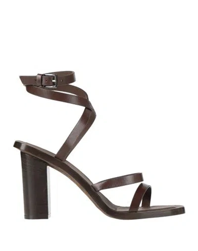 Max Mara Woman Sandals Dark Brown Size 8 Leather