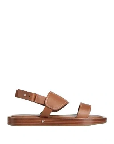 Max Mara Woman Sandals Tan Size 7.5 Leather In Brown