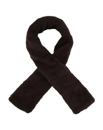 Max Mara Woman Scarf Dark Brown Size - Alpaca Wool, Virgin Wool, Silk