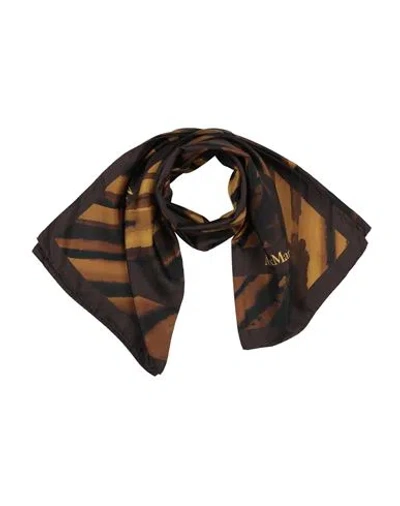 Max Mara Woman Scarf Dark Brown Size - Silk