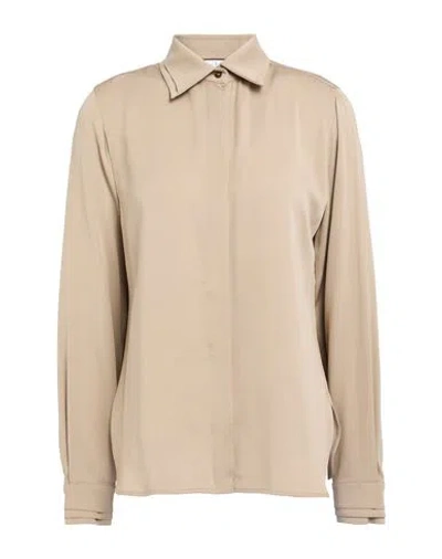 Max Mara Woman Shirt Beige Size 12 Silk