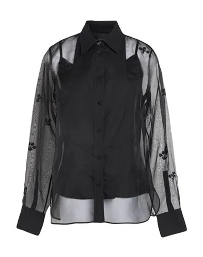 Max Mara Woman Shirt Black Size 10 Silk, Viscose, Cotton