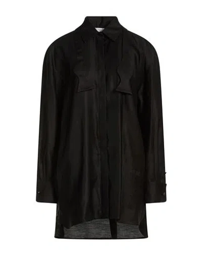 Max Mara Woman Shirt Black Size 12 Cotton