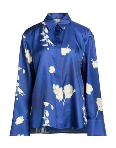 Max Mara Woman Shirt Blue Size 10 Silk