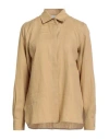 Max Mara Woman Shirt Camel Size 10 Linen In Brown