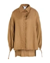 Max Mara Woman Shirt Camel Size 10 Linen, Silk In Beige