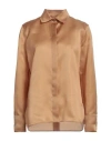 Max Mara Woman Shirt Camel Size 10 Silk In Beige