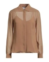 Max Mara Woman Shirt Camel Size 6 Silk In Brown