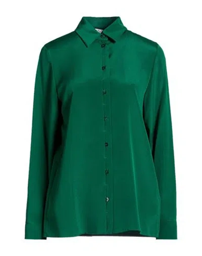 Max Mara Woman Shirt Emerald Green Size 10 Silk, Elastane