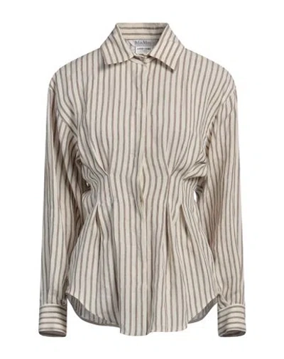Max Mara Woman Shirt Ivory Size 10 Linen In White