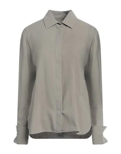Max Mara Woman Shirt Khaki Size 12 Silk In Neutral