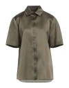 Max Mara Woman Shirt Military Green Size 10 Silk