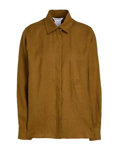 Max Mara Woman Shirt Military Green Size 6 Linen