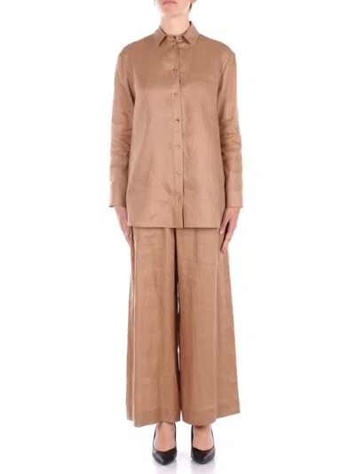 Max Mara Woman Shirt Noel 008 Shirt Pure Linen Washed Camel In Other