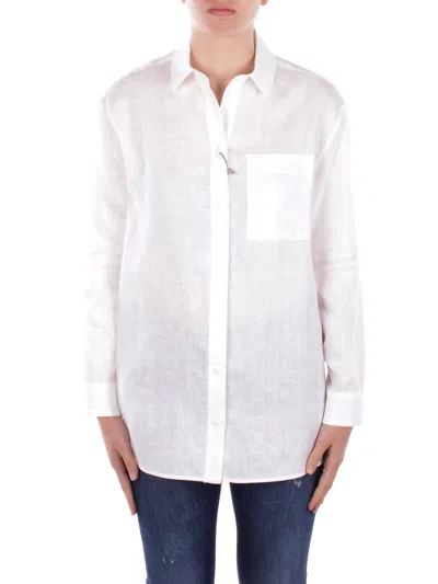 Max Mara Woman Shirt Noel 010 Pure Linen Shirt Washed White