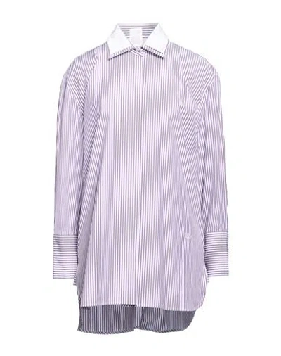 Max Mara Woman Shirt Purple Size 8 Cotton, Elastane In Blue