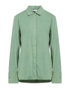 Max Mara French Collared Shirt With Back Yoke And Pleat In Green