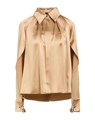 Max Mara Woman Shirt Sand Size 12 Silk In Gold
