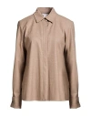 Max Mara Woman Shirt Sand Size 8 Cashmere, Elastane In Brown