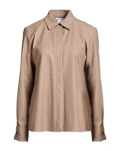 Max Mara Woman Shirt Sand Size 8 Cashmere, Elastane In Brown