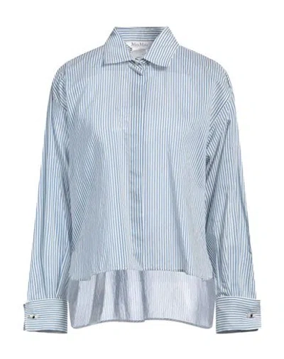 Max Mara Woman Shirt Slate Blue Size 10 Cotton, Silk
