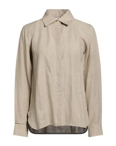 Max Mara Woman Shirt Taupe Size 6 Linen In Gray