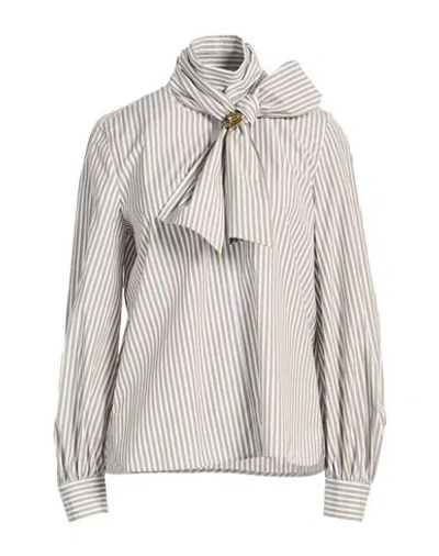 Max Mara Woman Shirt Taupe Size 8 Cotton, Elastane In Gray