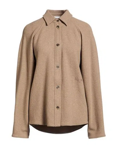 Max Mara Woman Shirt Taupe Size M Cashmere, Elastane In Brown