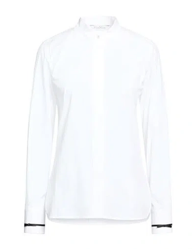 Max Mara Woman Shirt White Size 8 Cotton, Elastane In Multi