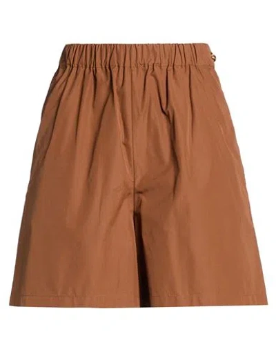 Max Mara Woman Shorts & Bermuda Shorts Brown Size 8 Cotton