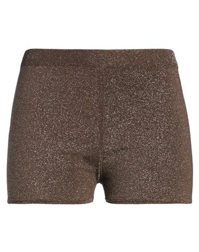 Max Mara Woman Shorts & Bermuda Shorts Chocolate Brown Size L Viscose, Polyamide, Metallic Fiber, El