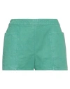 Max Mara Woman Shorts & Bermuda Shorts Green Size 8 Cotton In Green