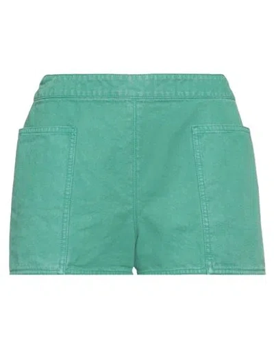 Max Mara Woman Shorts & Bermuda Shorts Green Size 8 Cotton