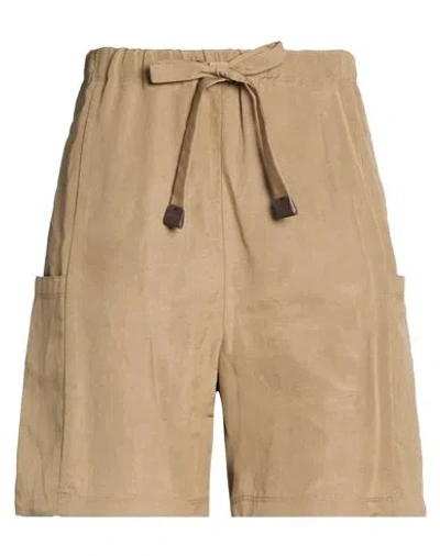 Max Mara Woman Shorts & Bermuda Shorts Khaki Size 4 Linen, Silk In Brown